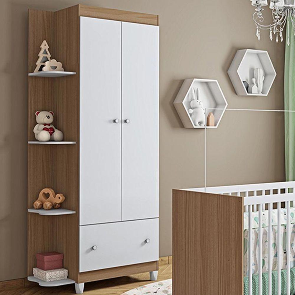 Guarda Roupa Quarto Infantil Gutti Com 2 Portas E 1 Gaveta Branco/amendoa Branco/amendoa - 1