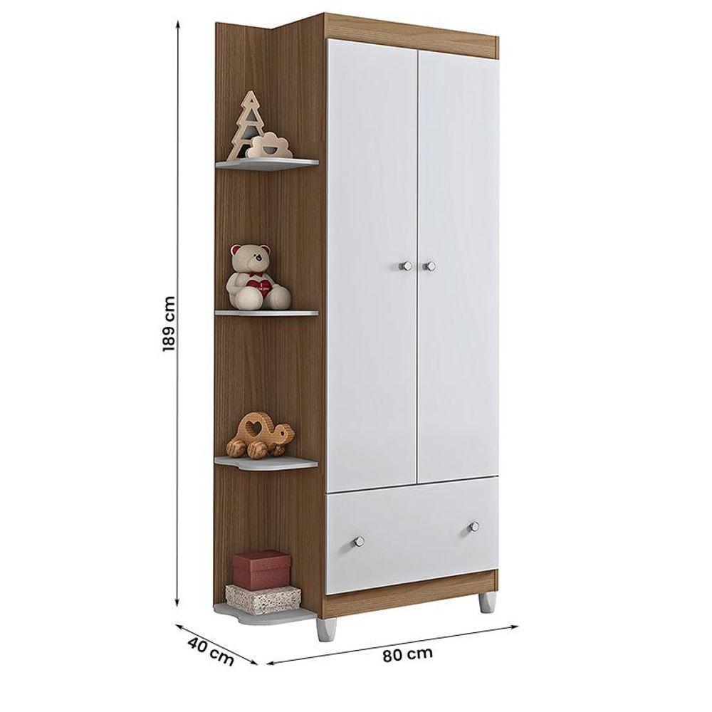 Guarda Roupa Quarto Infantil Gutti Com 2 Portas E 1 Gaveta Branco/amendoa Branco/amendoa - 2