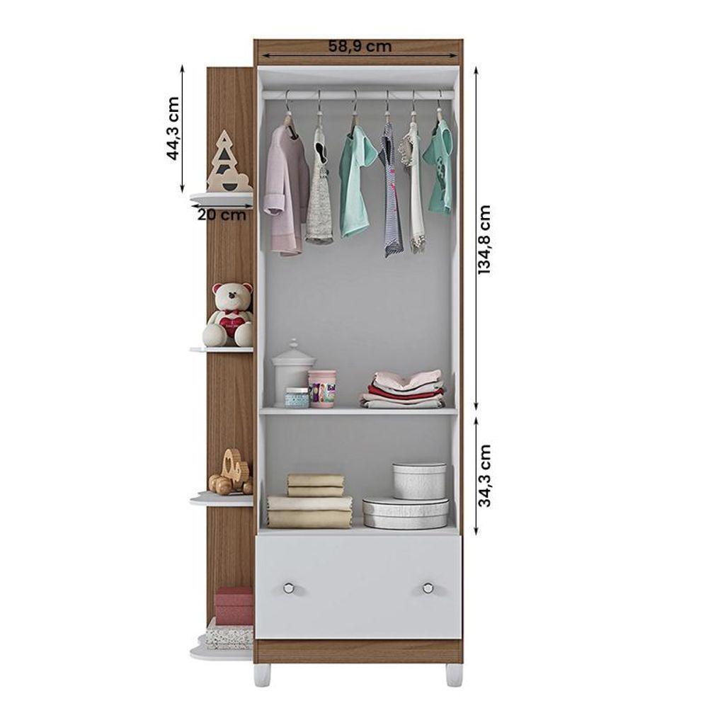 Guarda Roupa Quarto Infantil Gutti Com 2 Portas E 1 Gaveta Branco/amendoa Branco/amendoa - 3