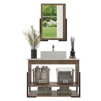 Gabinete Banheiro 60cm 2 Portas Com Cuba E Espelheira Multimóveis Cr10106 Noce/calacata Noce/calacata - 2