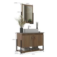 Gabinete Banheiro 60cm 2 Portas Com Cuba E Espelheira Multimóveis Cr10106 Noce/cimento Noce/cimento - 2