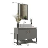 Gabinete Banheiro 60cm 2 Portas Com Cuba E Espelheira Multimóveis Cr10106 Cimento/calacata Cimento/calacata - 3