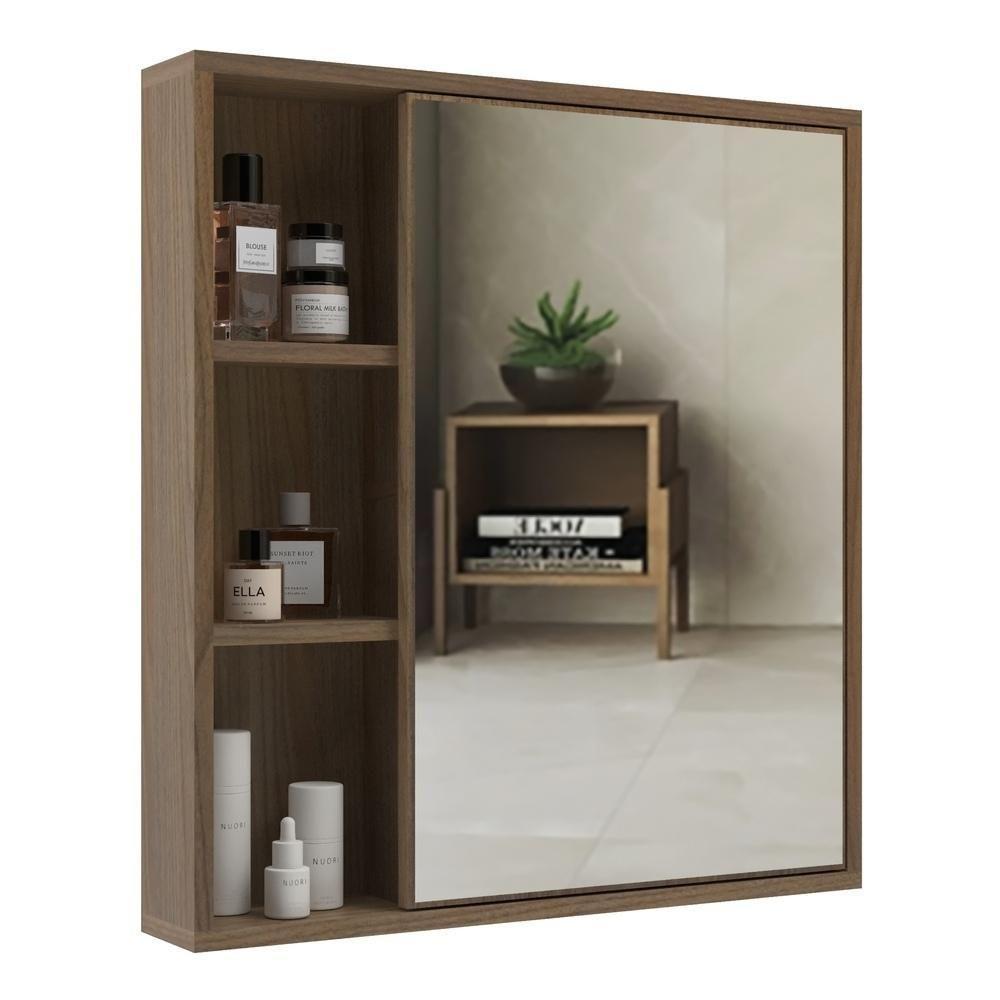 Espelheira Para Banheiro 60cm Com Nichos Multimóveis Cr10112 Noce Noce - 1