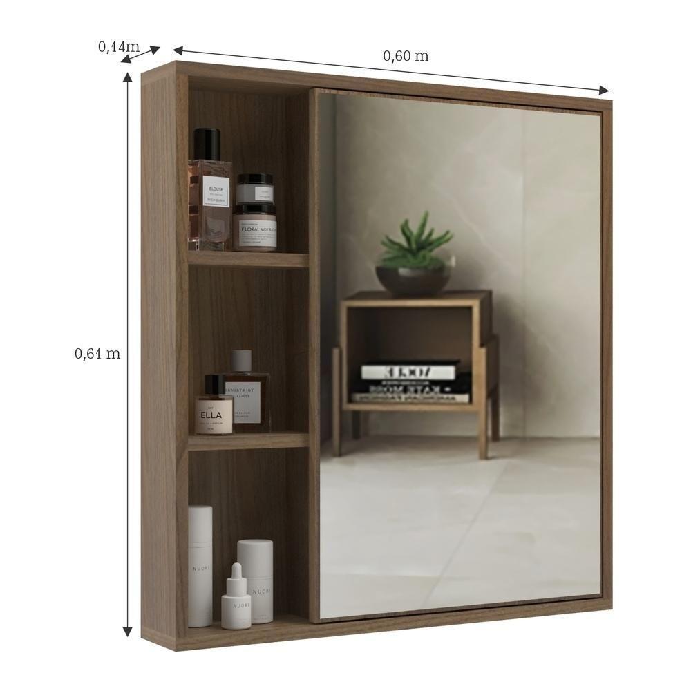 Espelheira Para Banheiro 60cm Com Nichos Multimóveis Cr10112 Noce Noce - 3