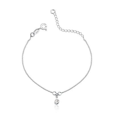 Tornozeleira Bolas 3mm Ponto De Luz Prata 925 - 25cm