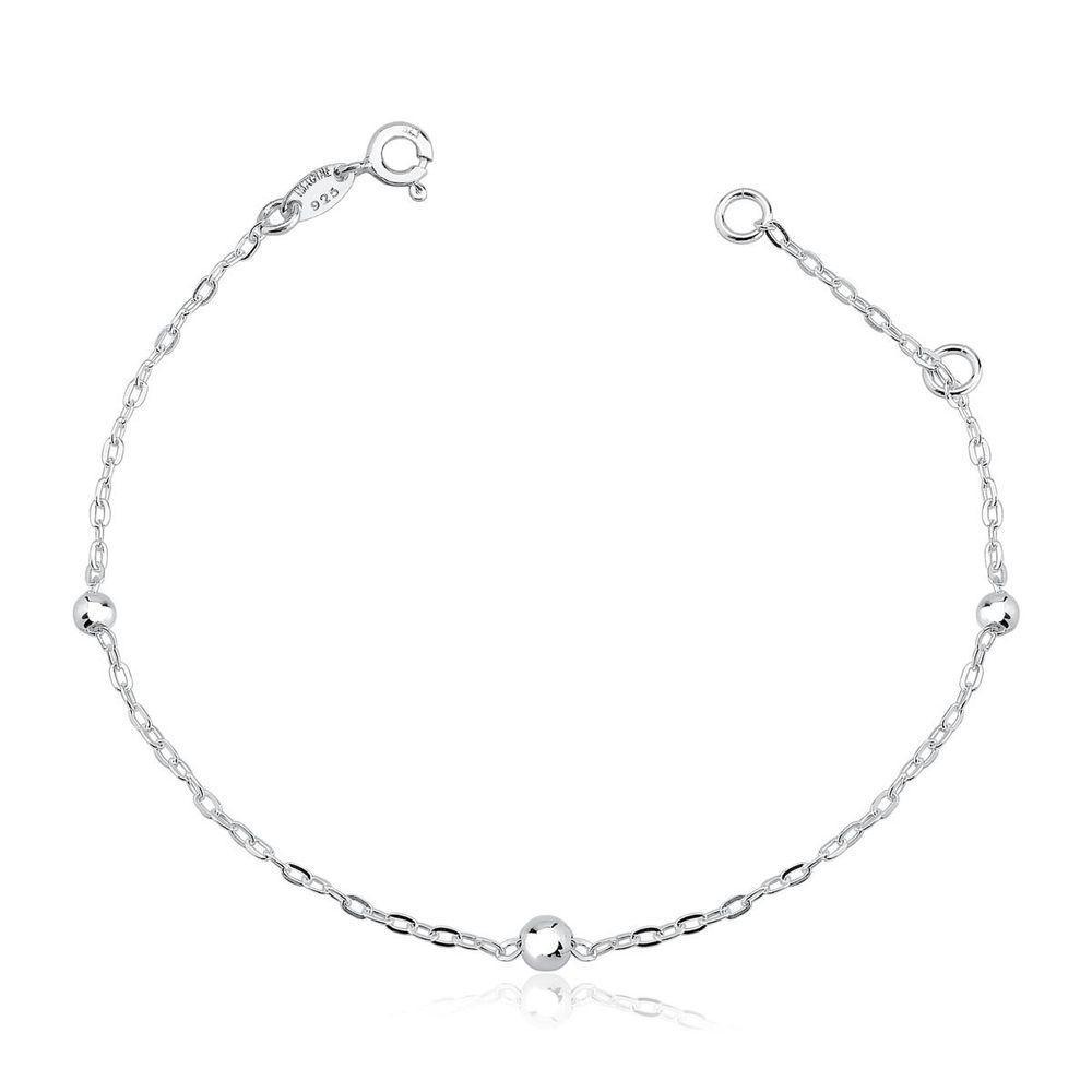 Tornozeleira Bolas 3mm 4mm Prata925 - 25cm - 1