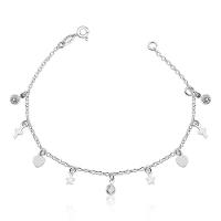 Tornozeleira Pingente Ponto De Luz Cruz Prata 925 - 25cm - 1