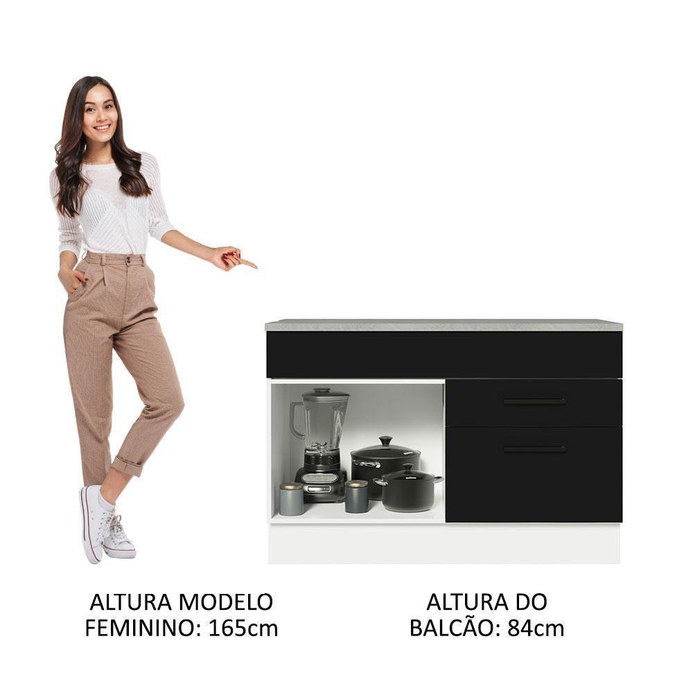Balcão De Pia Cozinha 1 Porta E 2 Gavetas (com Tampo) Branco/preto Agata Madesa Branco/preto - 5
