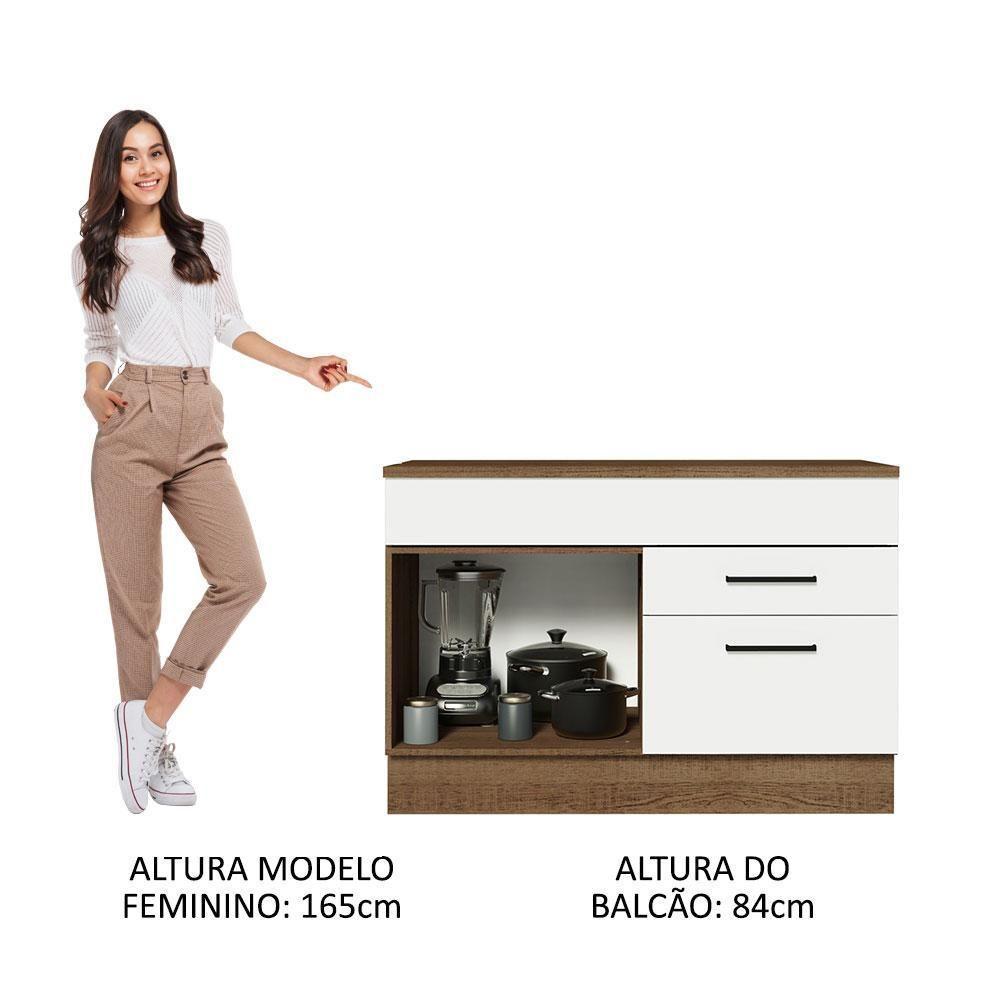 Balcão De Pia Cozinha 1 Porta E 2 Gavetas (com Tampo) Rustic/branco Agata Madesa Rustic/branco - 9