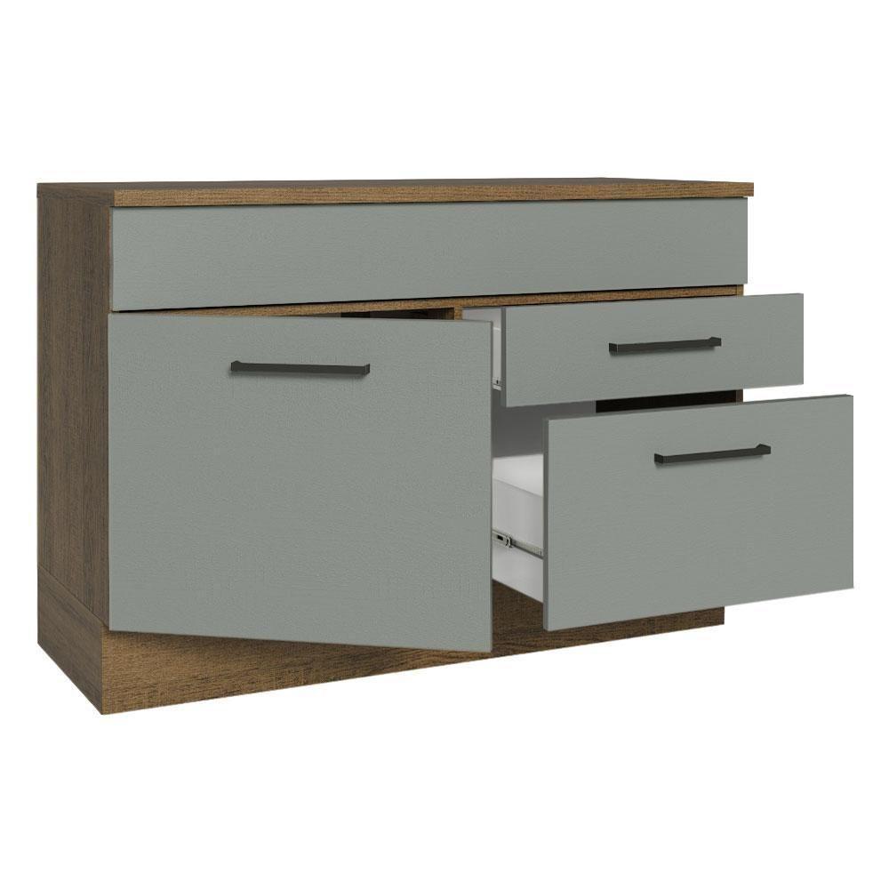 Balcão De Pia Cozinha 1 Porta E 2 Gavetas (com Tampo) Rustic/cinza Agata Madesa Rustic/cinza - 4