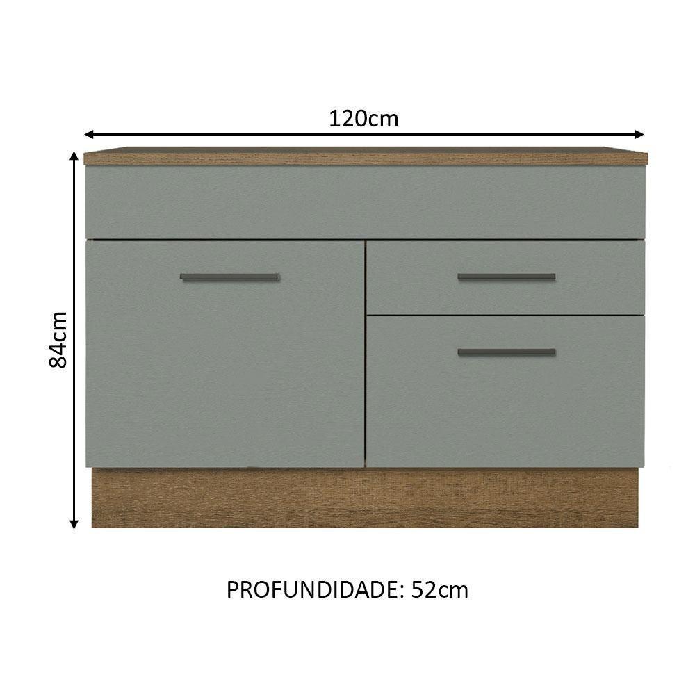 Balcão De Pia Cozinha 1 Porta E 2 Gavetas (com Tampo) Rustic/cinza Agata Madesa Rustic/cinza - 5