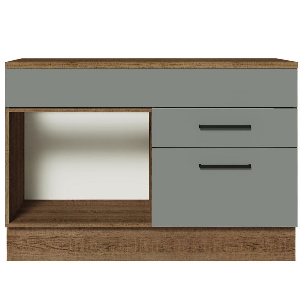 Balcão De Pia Cozinha 1 Porta E 2 Gavetas (com Tampo) Rustic/cinza Agata Madesa Rustic/cinza - 7