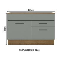 Balcão De Pia Cozinha 1 Porta E 2 Gavetas (com Tampo) Rustic/cinza Agata Madesa Rustic/cinza - 5