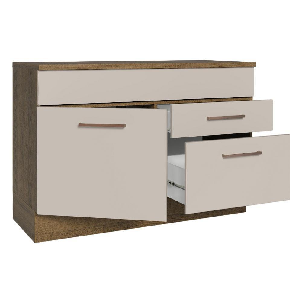 Balcão De Pia Cozinha 1 Porta E 2 Gavetas (com Tampo) Rustic/crema Agata Madesa Rustic/crema - 10