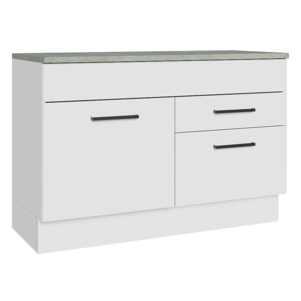 Balcão De Pia Cozinha 1 Porta E 2 Gavetas (com Tampo) Branco Agata Madesa Branco - 1