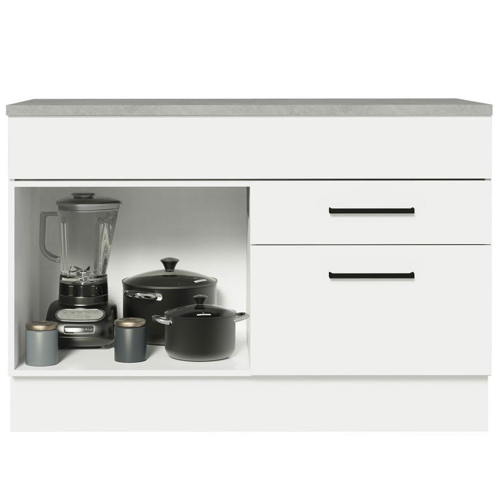 Balcão De Pia Cozinha 1 Porta E 2 Gavetas (com Tampo) Branco Agata Madesa Branco - 2