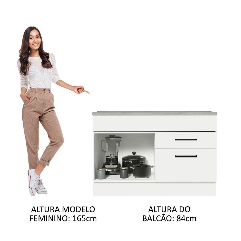 Balcão De Pia Cozinha 1 Porta E 2 Gavetas (com Tampo) Branco Agata Madesa Branco - 6