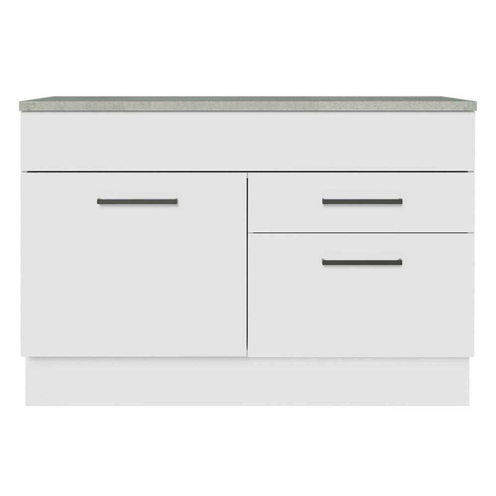 Balcão De Pia Cozinha 1 Porta E 2 Gavetas (com Tampo) Branco Agata Madesa Branco - 7