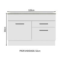Balcão De Pia Cozinha 1 Porta E 2 Gavetas (com Tampo) Branco Agata Madesa Branco - 5