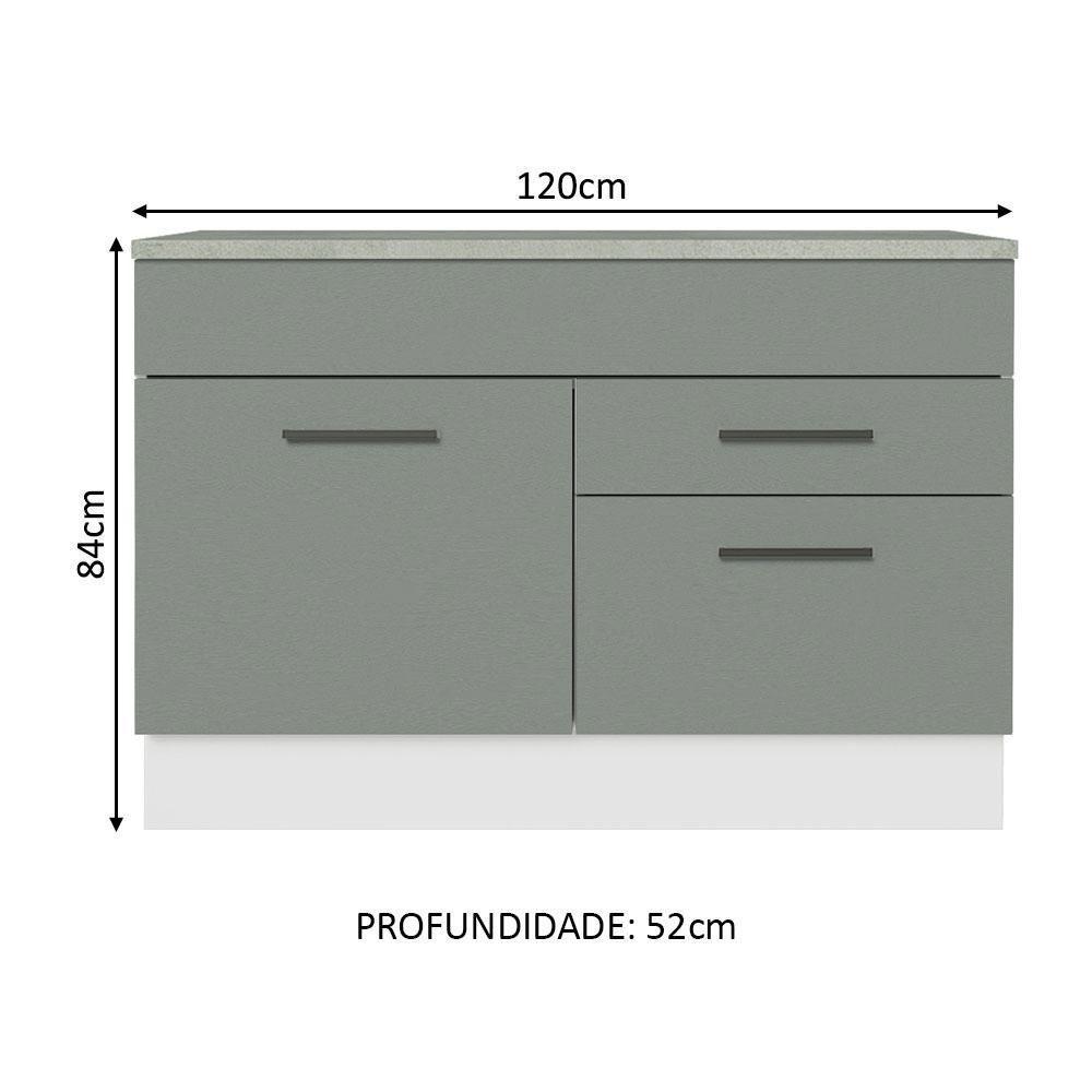 Balcão De Pia Cozinha 1 Porta E 2 Gavetas (com Tampo) Branco/cinza Agata Madesa Branco/cinza - 2