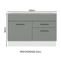 Balcão De Pia Cozinha 1 Porta E 2 Gavetas (com Tampo) Branco/cinza Agata Madesa Branco/cinza - 2