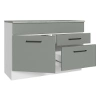 Balcão De Pia Cozinha 1 Porta E 2 Gavetas (com Tampo) Branco/cinza Agata Madesa Branco/cinza - 3