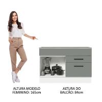 Balcão De Pia Cozinha 1 Porta E 2 Gavetas (com Tampo) Branco/cinza Agata Madesa Branco/cinza - 5