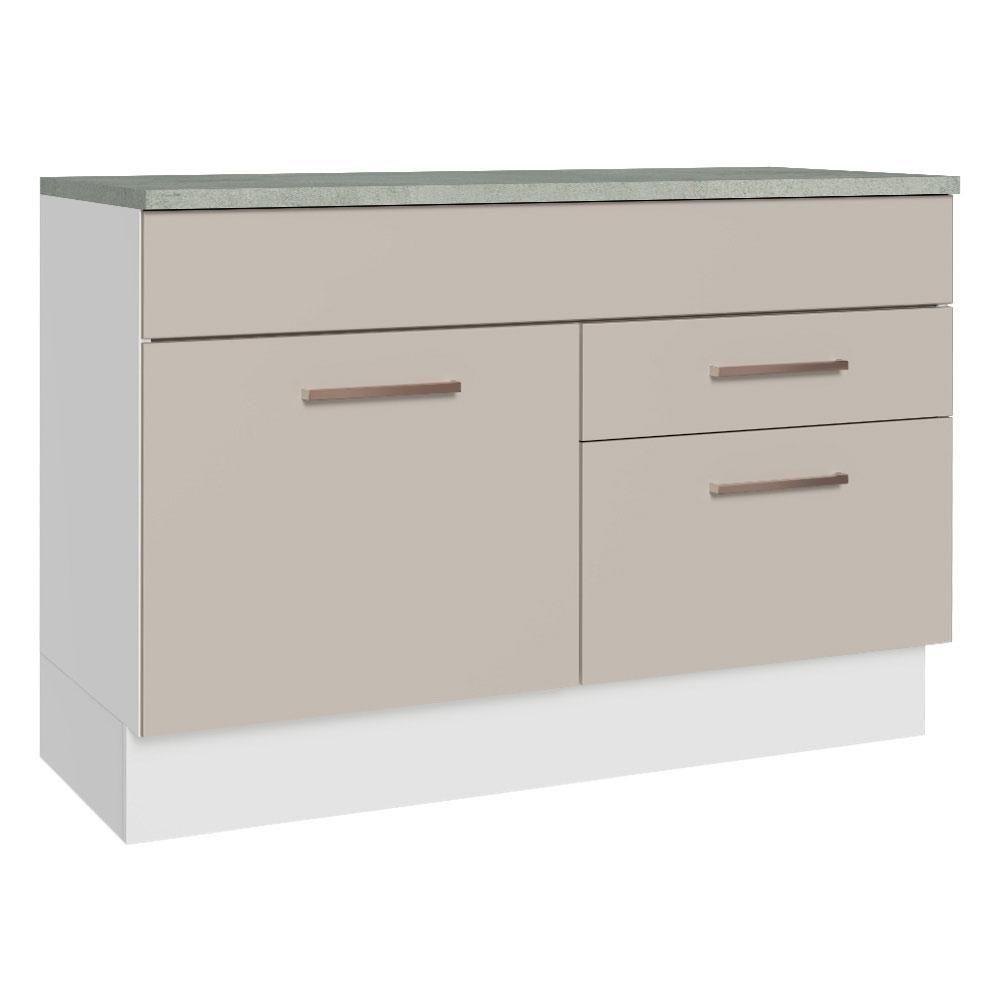 Balcão De Pia Cozinha 1 Porta E 2 Gavetas (com Tampo) Branco/crema Agata Madesa Branco/crema - 1