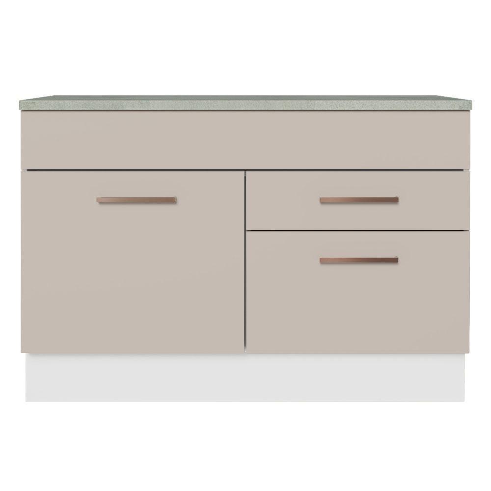 Balcão De Pia Cozinha 1 Porta E 2 Gavetas (com Tampo) Branco/crema Agata Madesa Branco/crema - 3