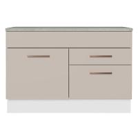 Balcão De Pia Cozinha 1 Porta E 2 Gavetas (com Tampo) Branco/crema Agata Madesa Branco/crema - 3