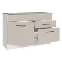 Balcão De Pia Cozinha 1 Porta E 2 Gavetas (com Tampo) Branco/crema Agata Madesa Branco/crema