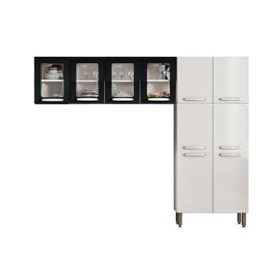 Cozinha Compacta Evidence 3 Peças 6 Portas Aço 80cm Branco e Preto