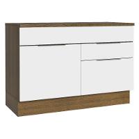 Balcão Gabinete De Pia 120 Cm 1 Portas E 2 Gavetas (com Tampo) Rustic/branco Stella Madesa Rustic/branco - 1