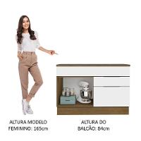 Balcão Gabinete De Pia 120 Cm 1 Portas E 2 Gavetas (com Tampo) Rustic/branco Stella Madesa Rustic/branco - 6