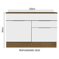 Balcão Gabinete De Pia 120 Cm 1 Portas E 2 Gavetas (com Tampo) Rustic/branco Stella Madesa Rustic/branco - 8