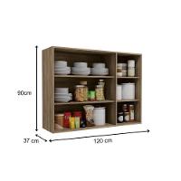 Cozinha Completa Maxxi (2 Aéreos + 1 Balcão + 1 Paneleiro + 1 Complemento) 5 Peças CZ245 Nogal - Kappesberg