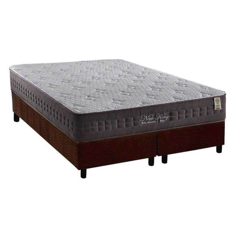 Cama Box Queen: Colchão Molas Anjos Masterpocket Ensacadas New King + Base Crc Suede Marrom(158x198) - 1