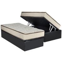 Cama Box Baú Solteiro: Colchão Molas Luckspuma Bonnel Montreal Spring + Base CRC Suede Gray(88x188) - 1