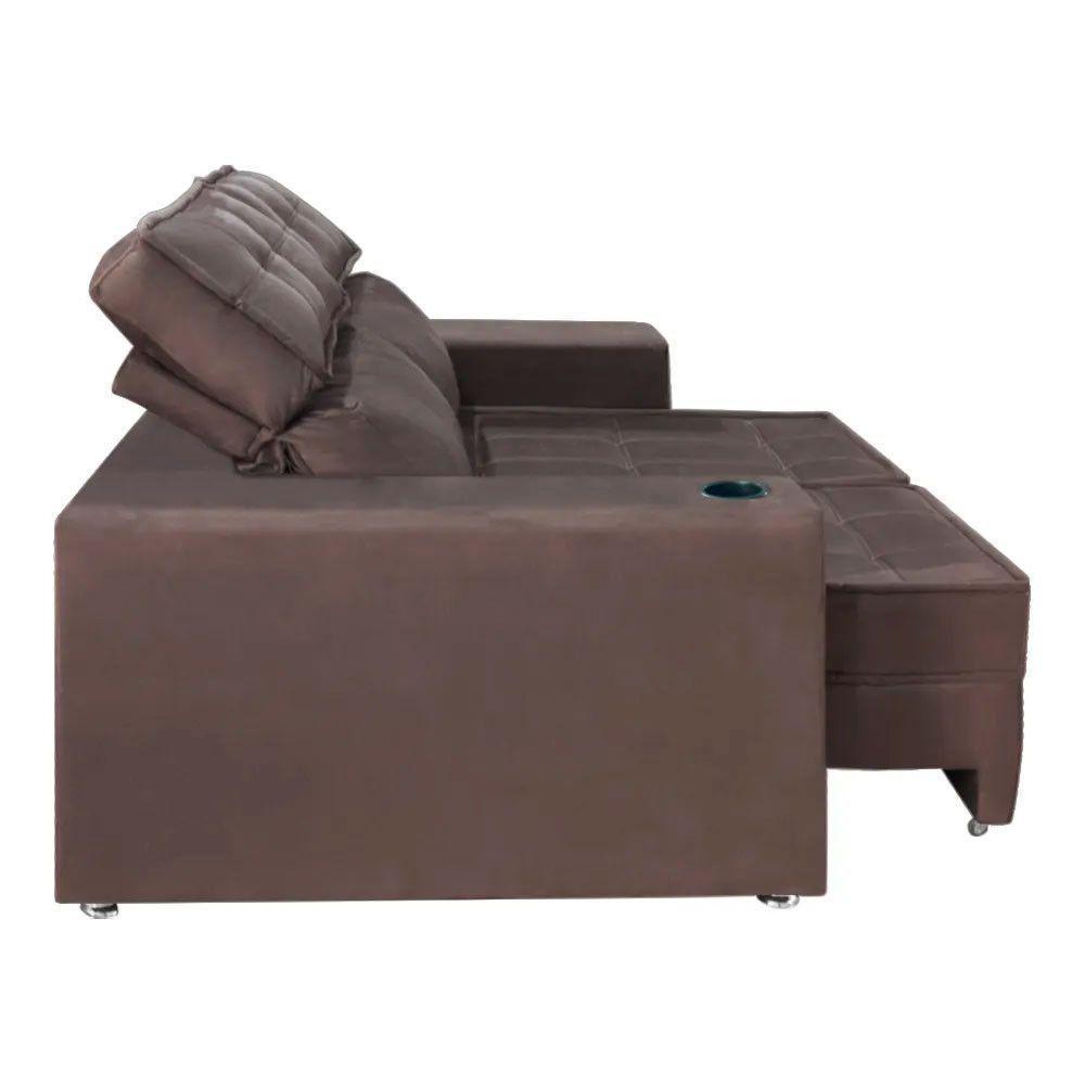Sofá Retrátil E Reclinável 2 Lugares Londres 1.60cm C/molas - Suede Café - 8