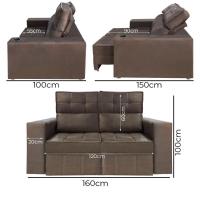 Sofá Retrátil E Reclinável 2 Lugares Londres 1.60cm C/molas - Suede Marrom - 5