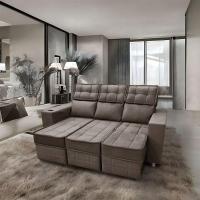 Sofá Retrátil E Reclinável 3 Lugares Londres 2.10cm C/molas - Suede Marrom - 3