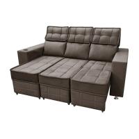 Sofá Retrátil E Reclinável 3 Lugares Londres 2.10cm C/molas - Suede Marrom - 6