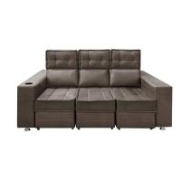 Sofá Retrátil E Reclinável 3 Lugares Londres 2.10cm C/molas - Suede Marrom - 7