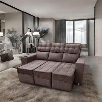 Sofá Retrátil E Reclinável 3 Lugares Londres 2.10cm C/molas - Suede Café