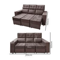 Sofá Retrátil E Reclinável 3 Lugares Londres 2.10cm C/molas - Suede Café - 5