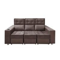 Sofá Retrátil E Reclinável 3 Lugares Londres 2.10cm C/molas - Suede Café - 6