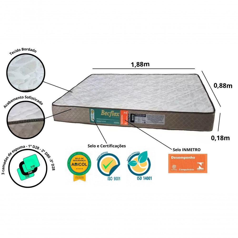 Colchão Espuma Becflex Solteiro Titan Mag Gold 0,88 - 2