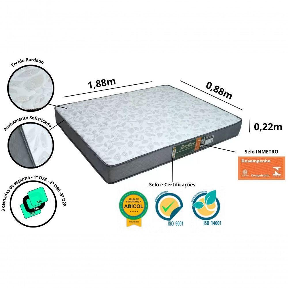 Colchão Espuma Becflex Solteiro Titan Diamond 0,88 - 2
