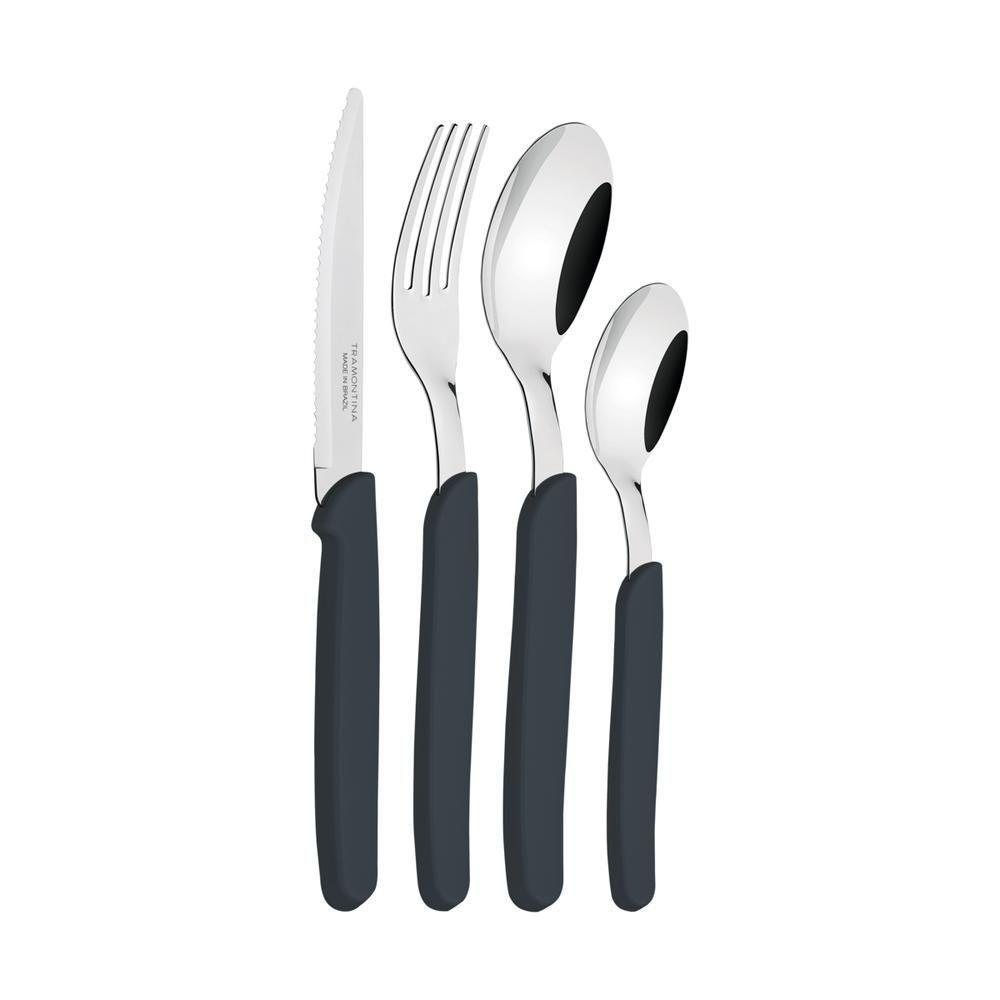 Faqueiro Tramontina Carmel Com Laminas Em Aço Inox E Cabos De Polipropileno Natural Escuro 24 Peças - 3