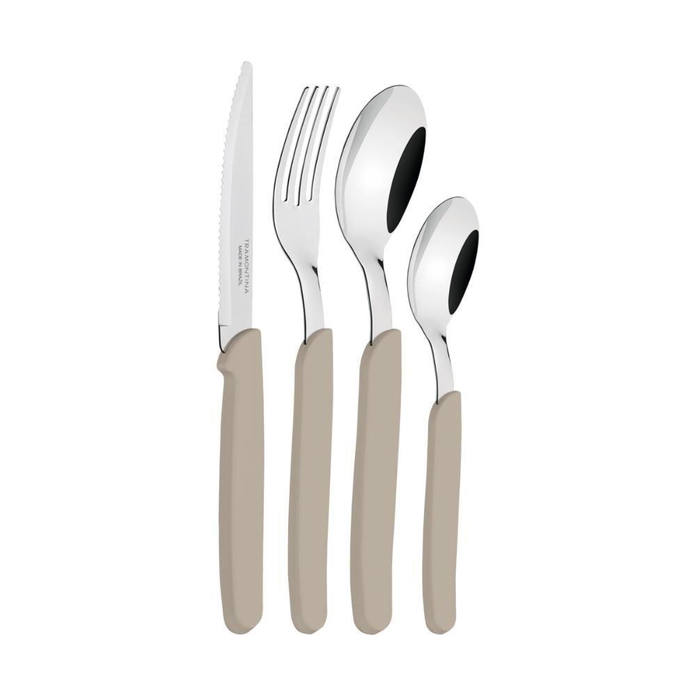 Faqueiro Tramontina Carmel Com Laminas Em Aço Inox E Cabos De Polipropileno Natural Medio 24 Peças - 1